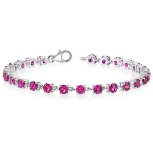 Ruby Bracelet Sterling Silver Round Shape 7 Carats