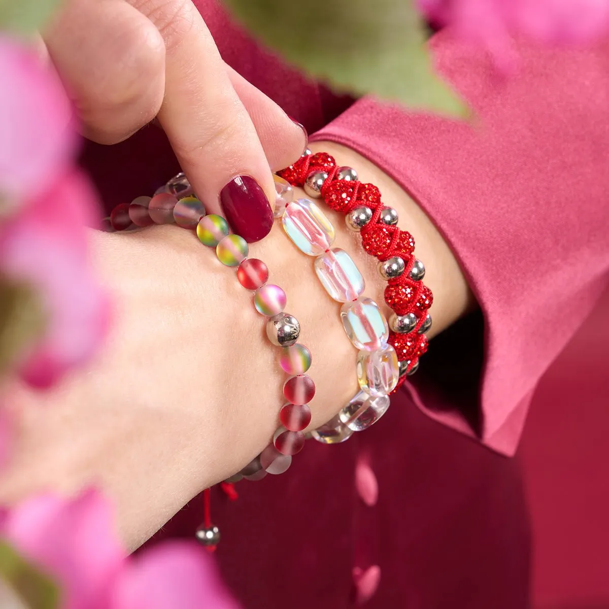 Ruby Chrome Kikiballa Crystal x Red String Vitality Bracelet