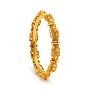 Ruby Filigree Gold Bangle