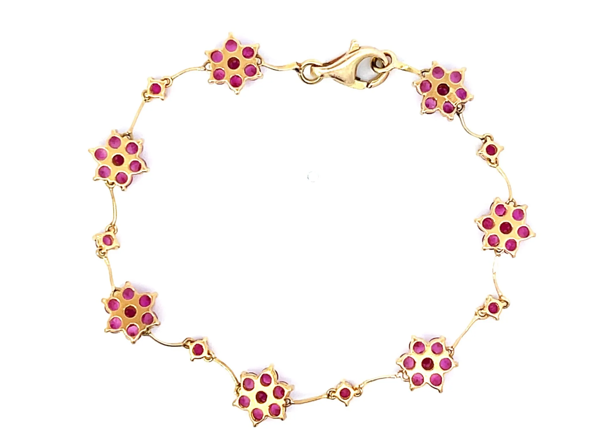 Ruby Flower Bracelet in 18k Yellow Gold