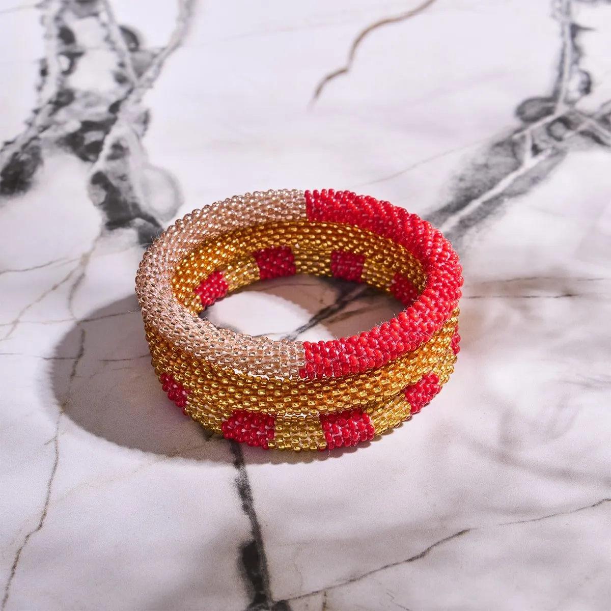 Ruby Gold | Himalayan Glass Bead Bracelet
