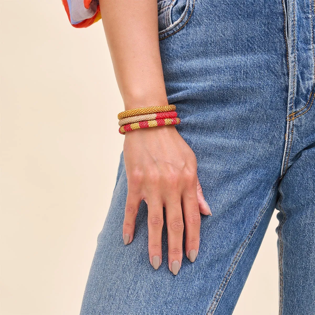 Ruby Gold | Himalayan Glass Bead Bracelet