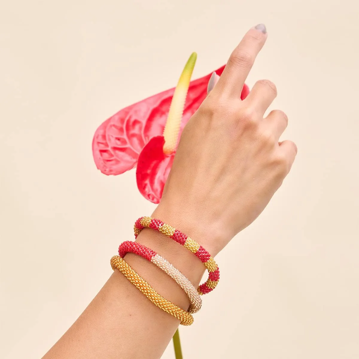 Ruby Gold | Himalayan Glass Bead Bracelet