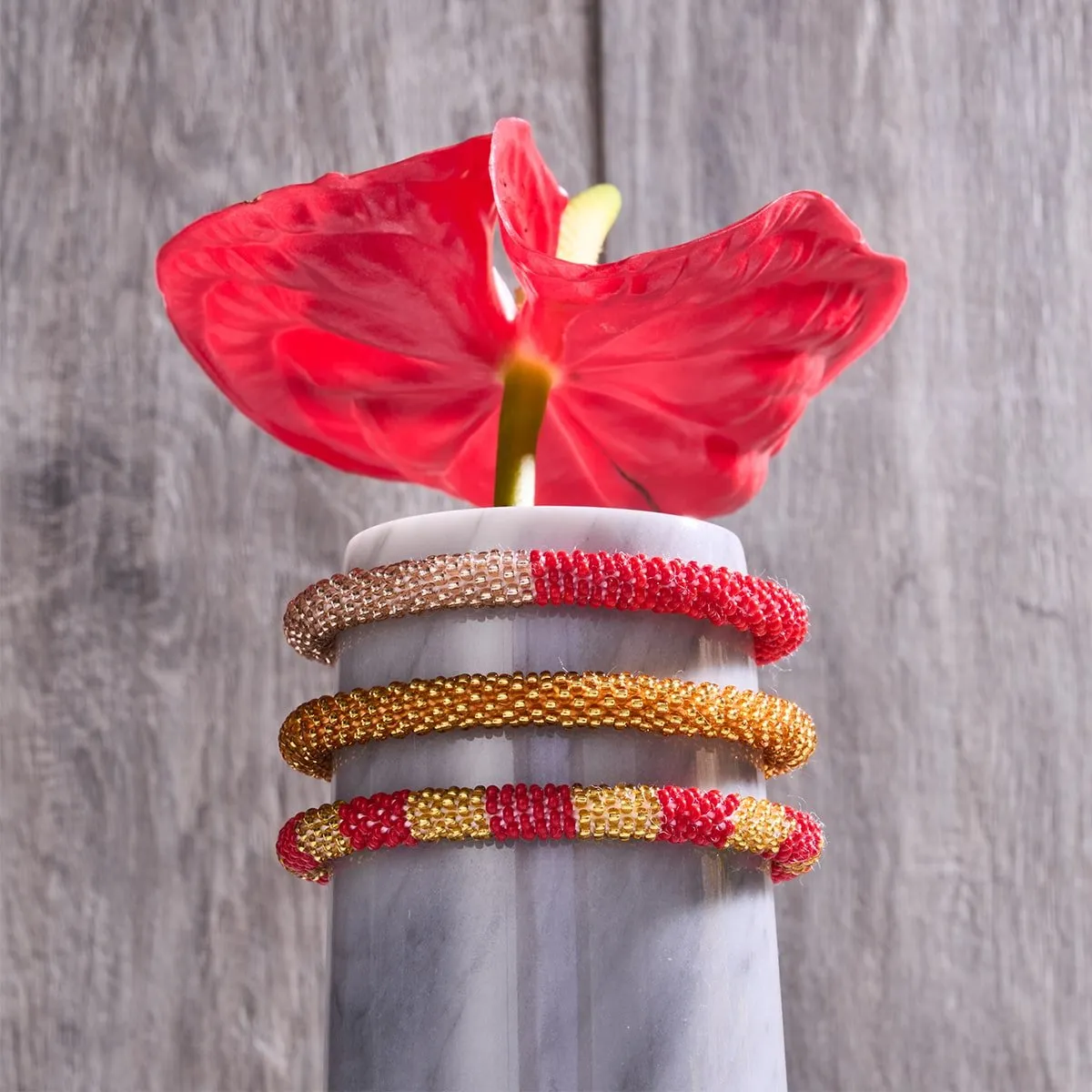 Ruby Gold | Himalayan Glass Bead Bracelet