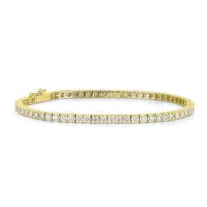 Sabel 14K Yellow Gold Round Diamond 4 Prong Tennis Bracelet