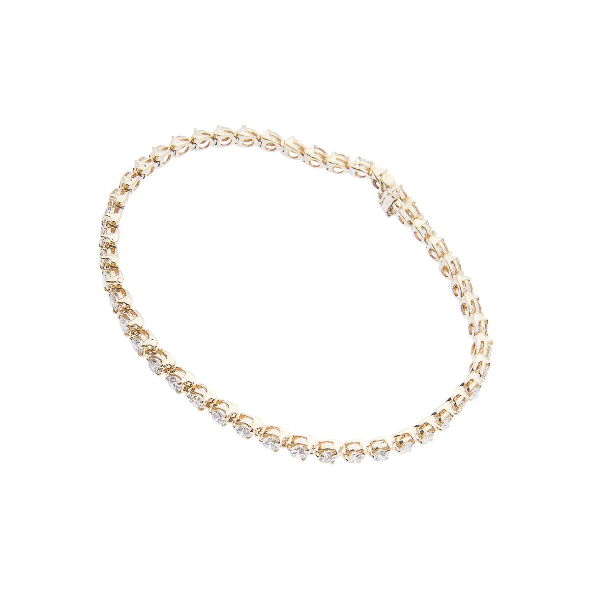 Sabel Collection 14K Yellow Gold Three Prong Round Diamond Tennis Bracelet