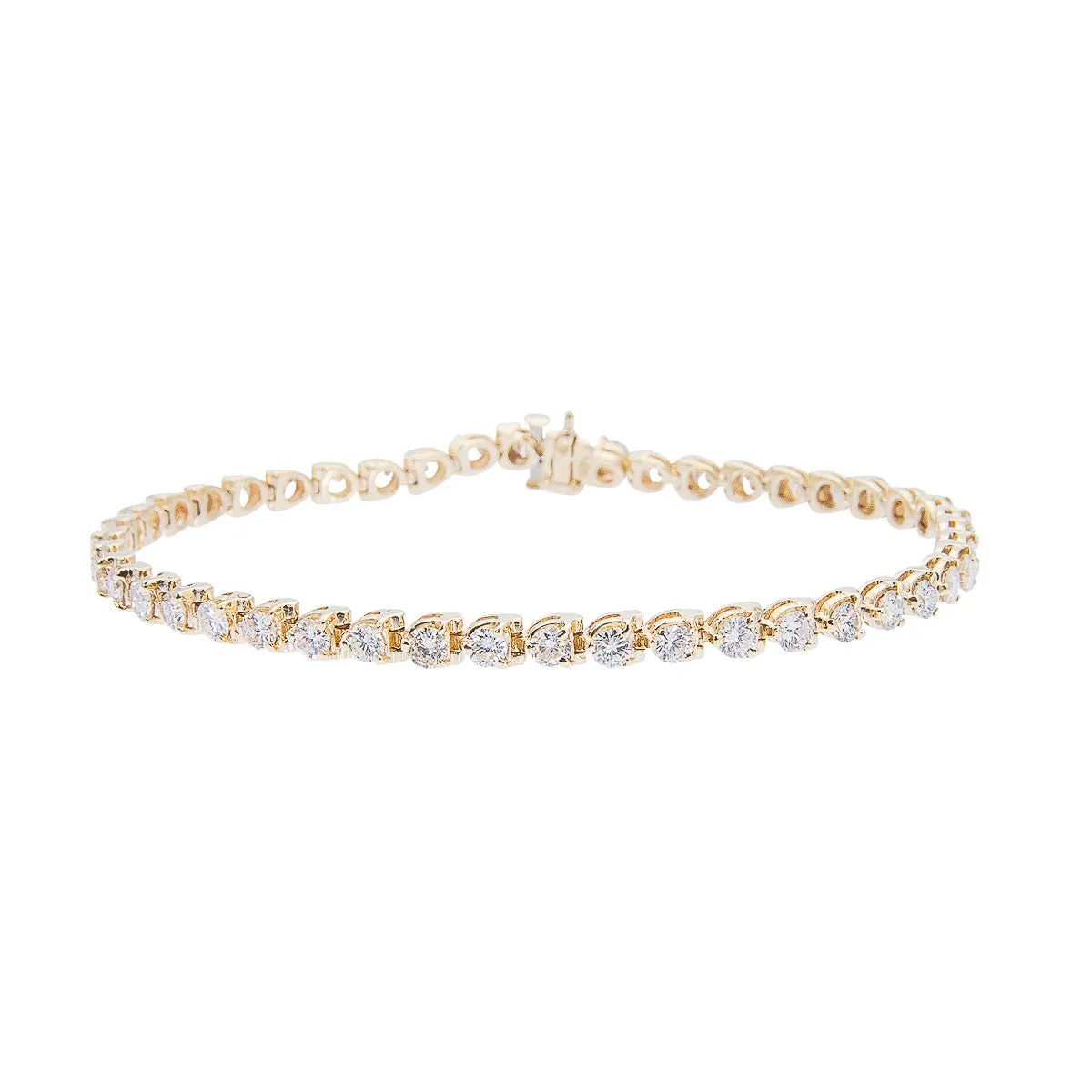 Sabel Collection 14K Yellow Gold Three Prong Round Diamond Tennis Bracelet