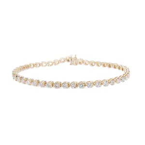 Sabel Collection 14K Yellow Gold Three Prong Round Diamond Tennis Bracelet