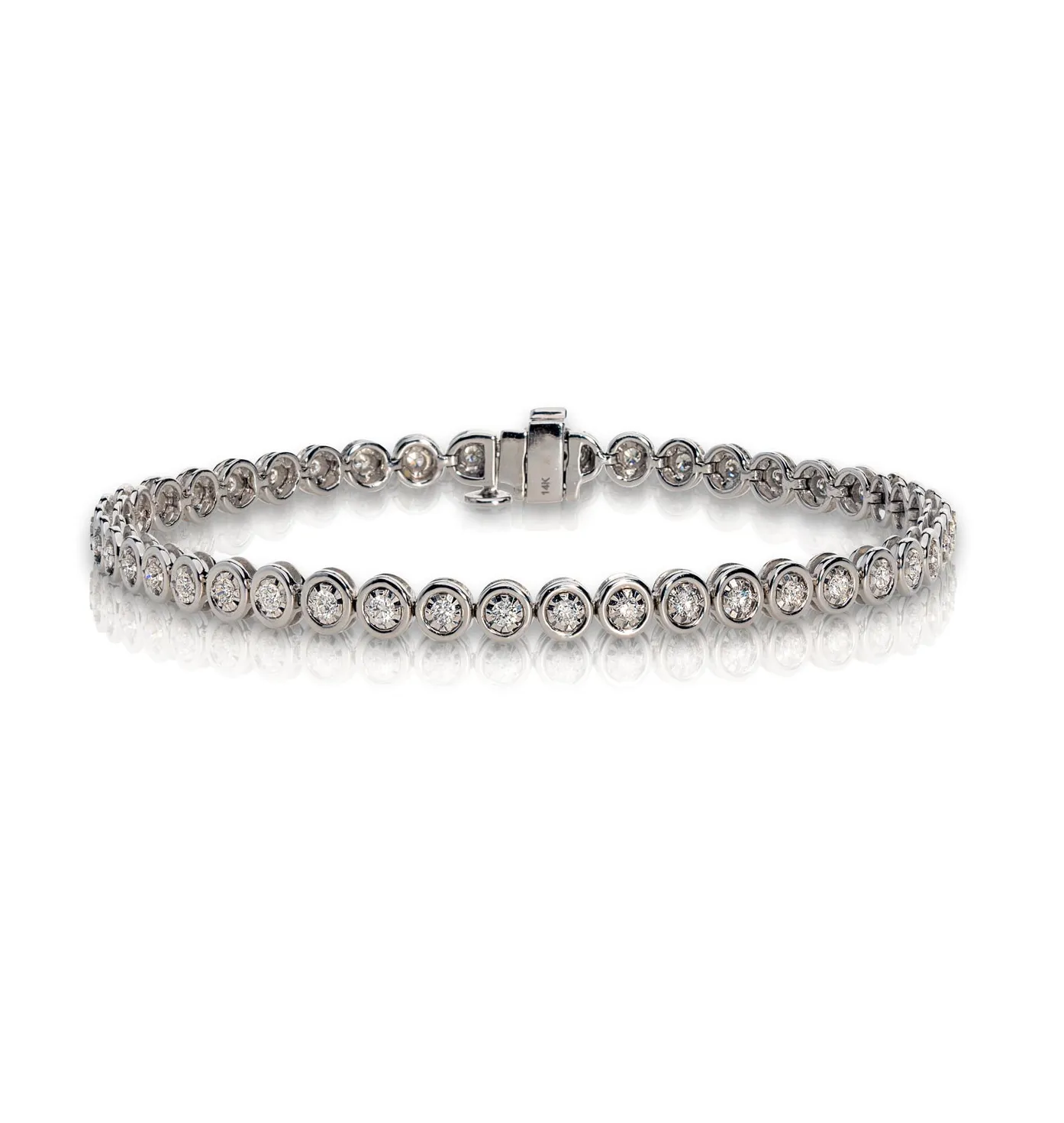 Sabel Collection White Gold Round Diamond Bezel Set Illusion Line Bracelet