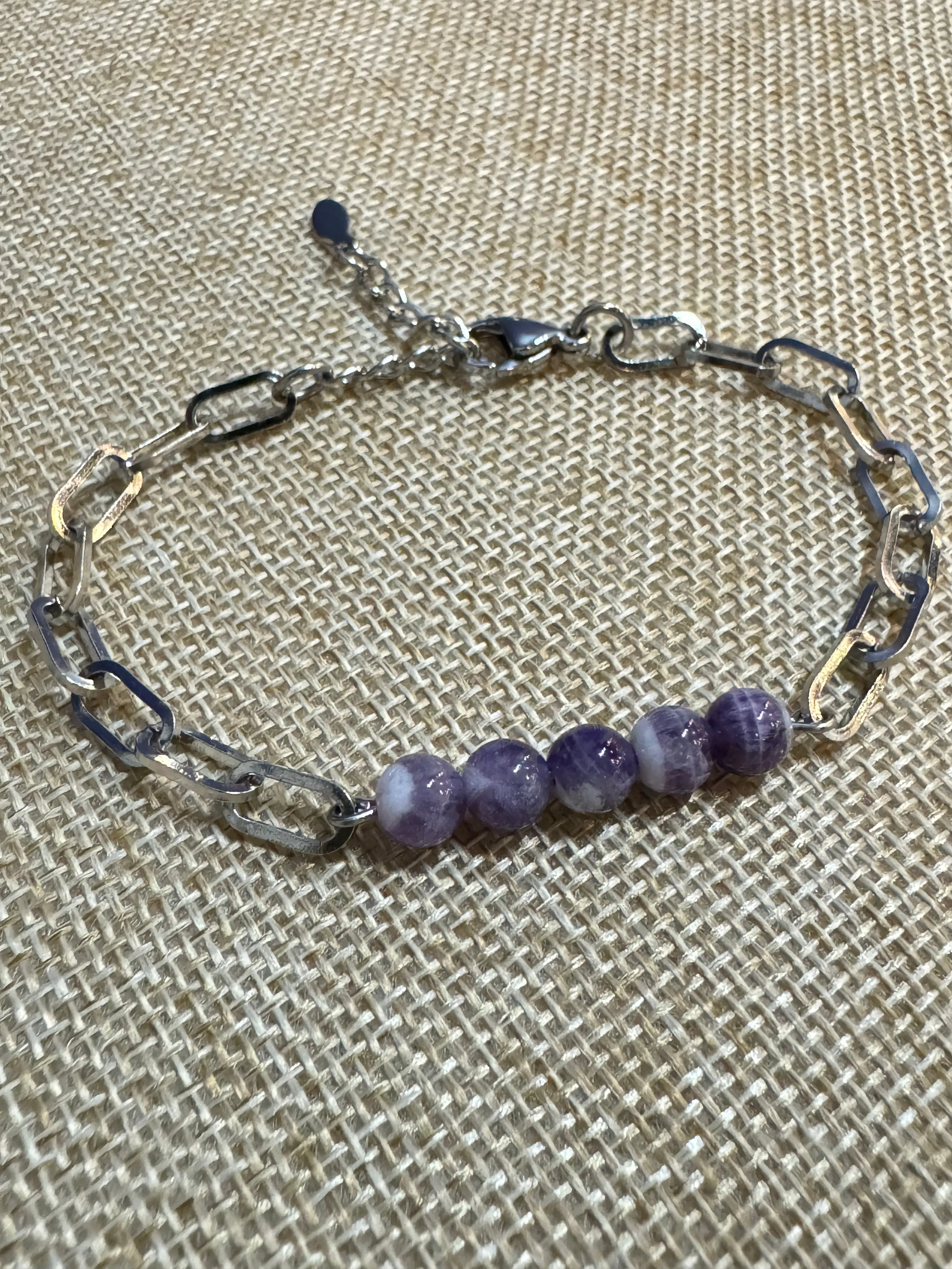 Sacred Lynx Chevron Amethyst paperclip chain Bracelet