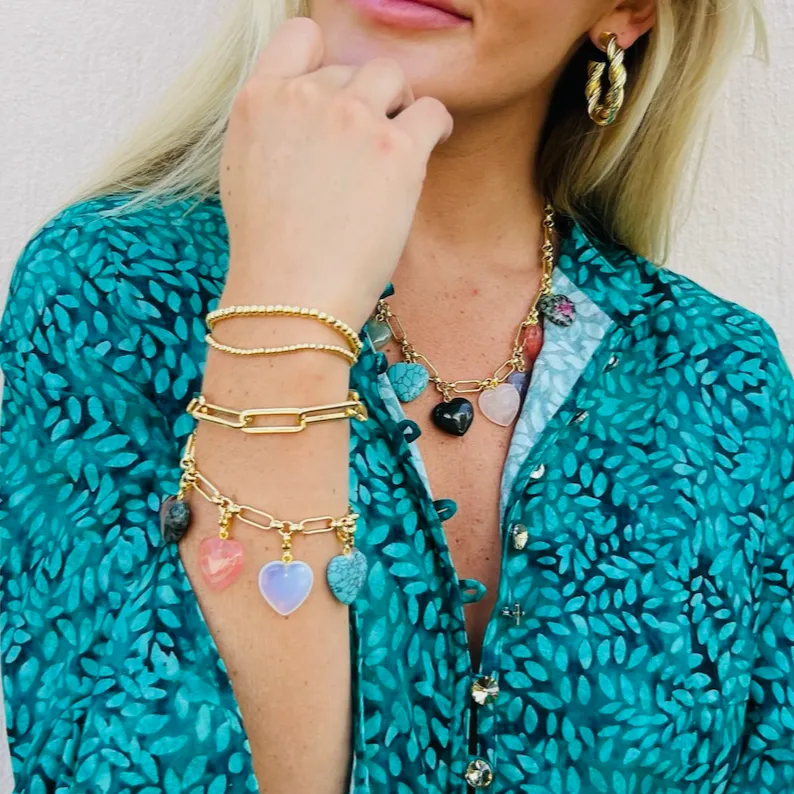 Semi-Precious Heart Bracelet