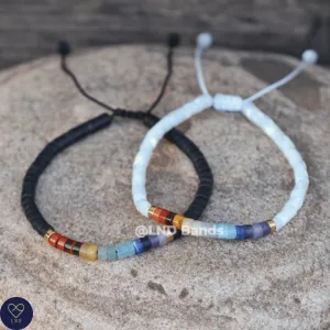 SET of 2 Chakra Couple Friendship Partner Distance Adjustable Bracelets, Anniversary gifts for boyfriend husband girlfriend, love gift