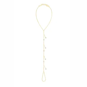Seven-Bezel Dangling Diamond Hand Chain Bracelet