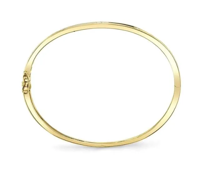 Shy Creation 14K Yellow Gold 0.38ctw 5 Diamond Hinged Bangle