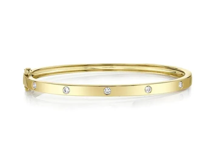 Shy Creation 14K Yellow Gold 0.38ctw 5 Diamond Hinged Bangle