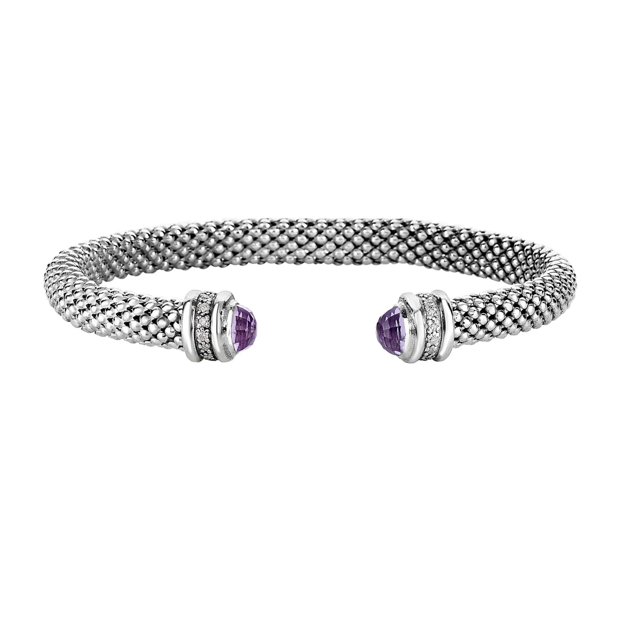 Silver, Amethyst & Diamond Prosecco Classic Cuff
