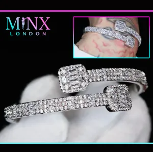Silver Baguette Diamond Bracelet | Silver Baguette Diamond Bangle