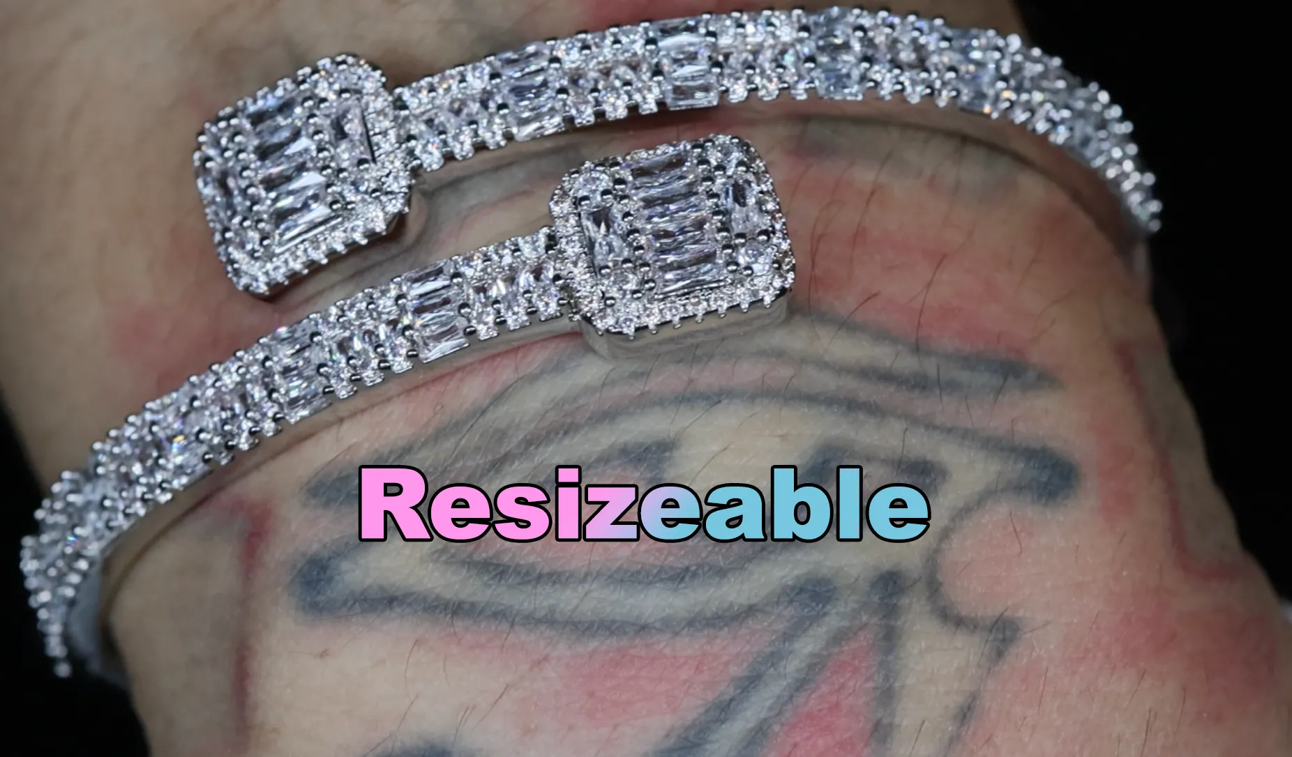 Silver Baguette Diamond Bracelet | Silver Baguette Diamond Bangle