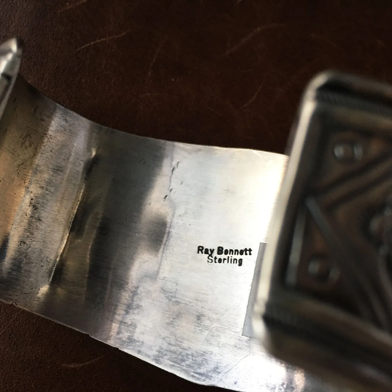 Silver Overlay Royston Turquiose Cuff Bracelet Large Statement Piece Signed