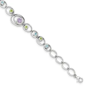 Silver Peridot Blue Topaz Amethyst Bracelet