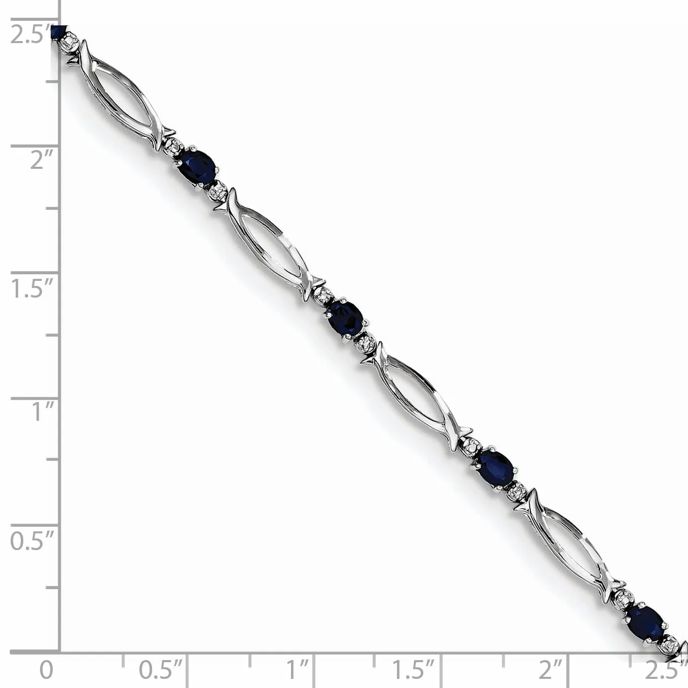 Silver Polish Finish Sapphire Diamond Bracelet