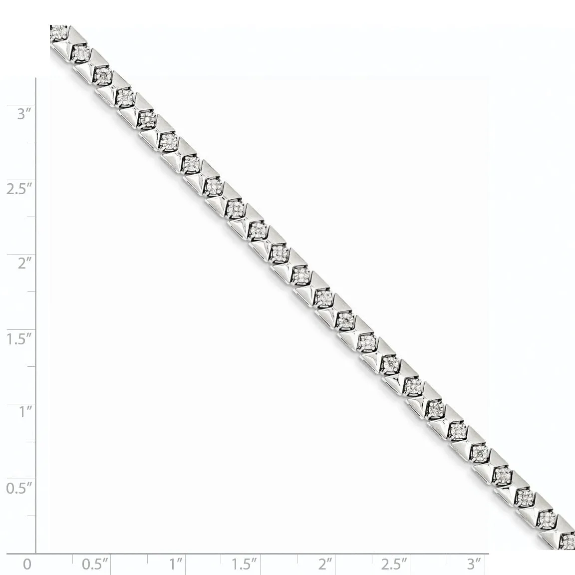 Silver Polished Round Stone Diamond Bracelet