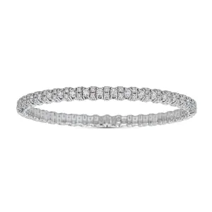 Single & Double Diamond 18K White Gold Alternating Stretch Bracelet