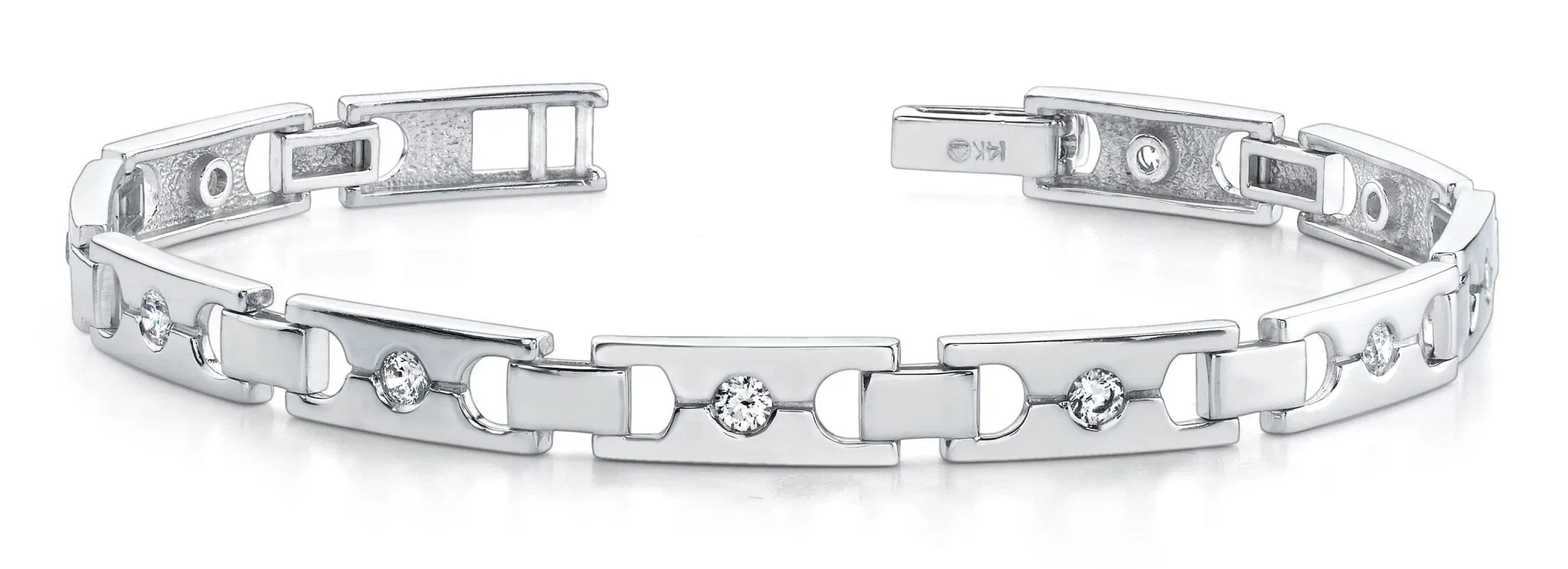 Single Diamond Buckle Link Lab-Grown Diamond Bracelet with 0.95 ct.(finished) 2.9mm