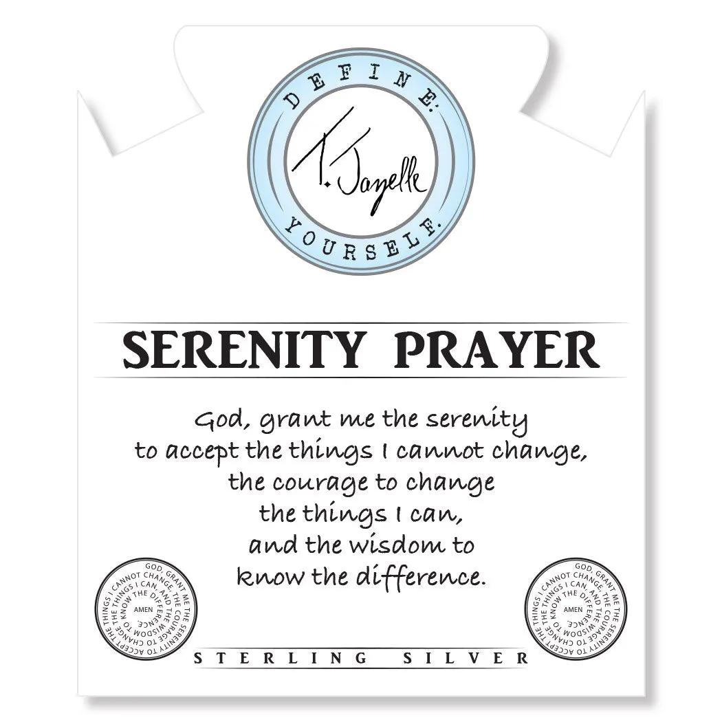 Sky Blue Jade Gemstone Bracelet with Serenity Prayer Sterling Silver Charm