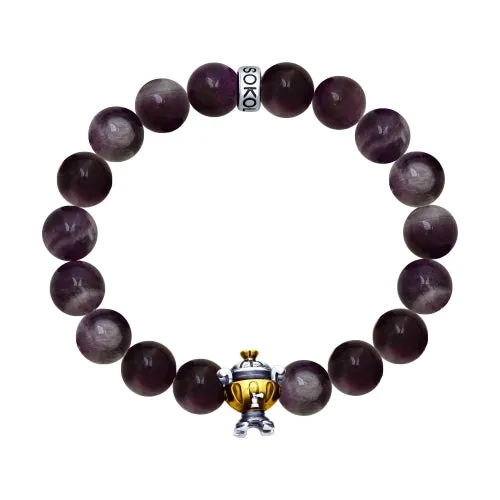 SOKOLOV JUST - Samovar Amethyst Bracelet, 925 Blackened Silver, Purple