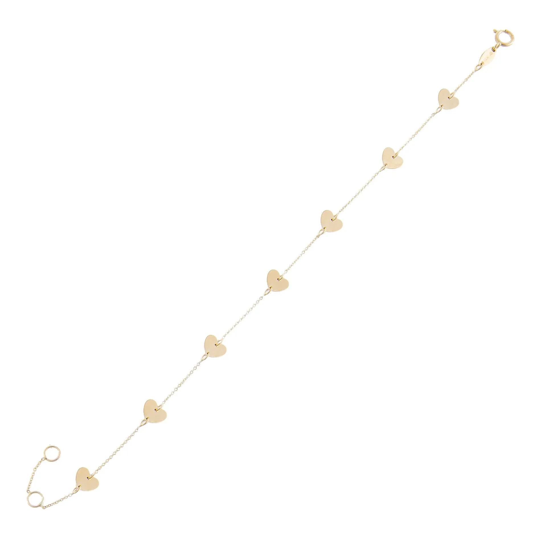 Solid Hearts Bracelet 14K