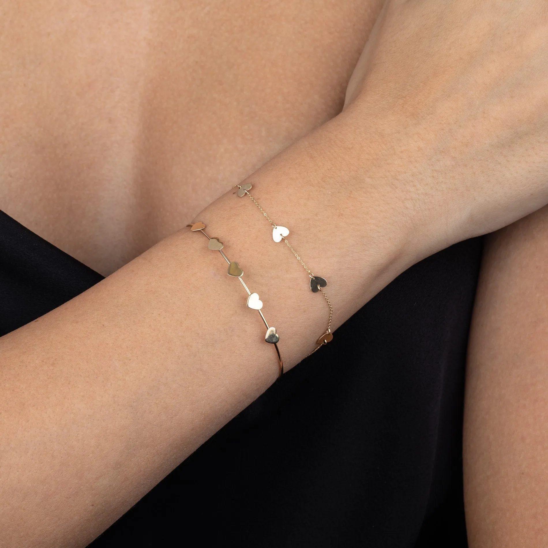 Solid Hearts Bracelet 14K