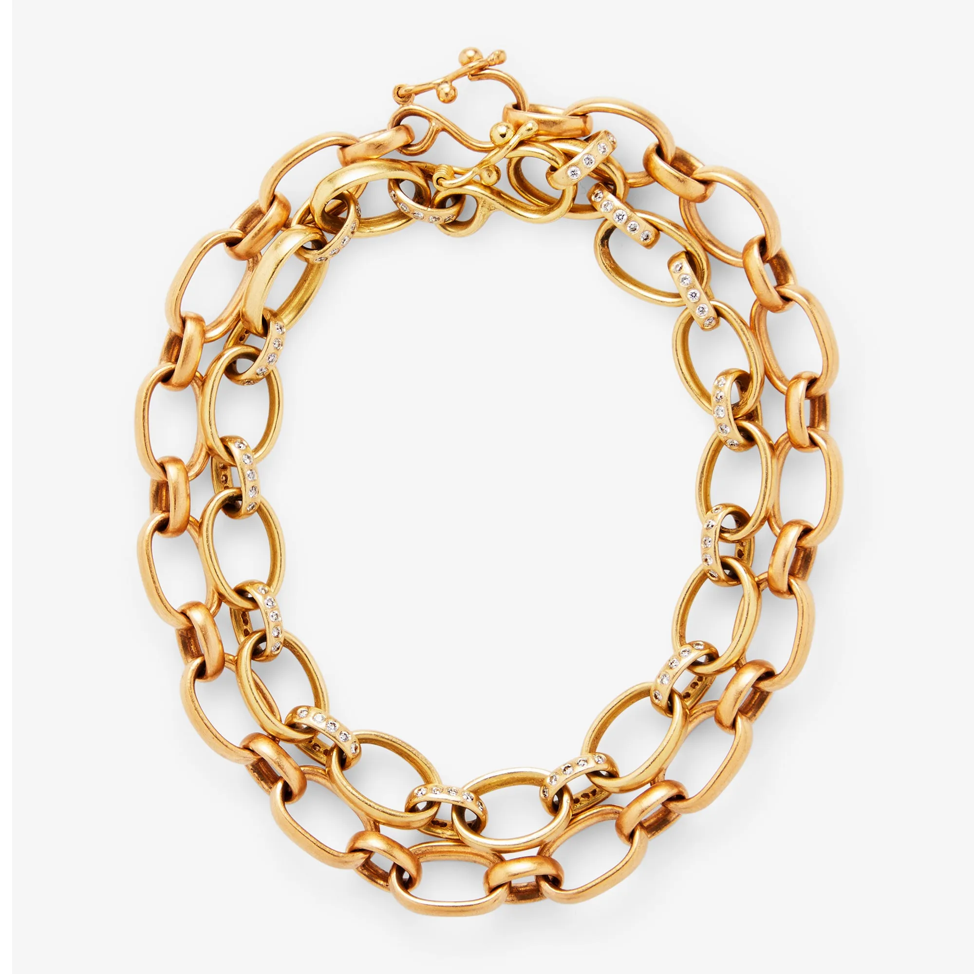 Sonoma Mixed Link Pave Diamond Bracelet in 20K Peach Gold