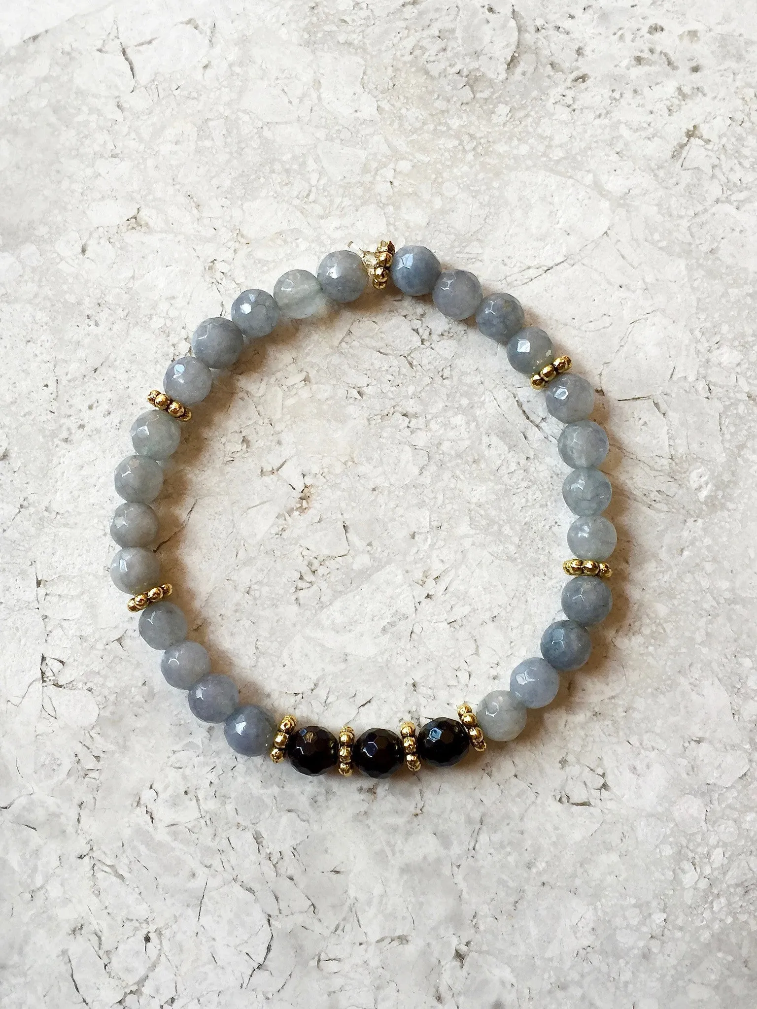 SOPHIA GOLD gray jade/onyx