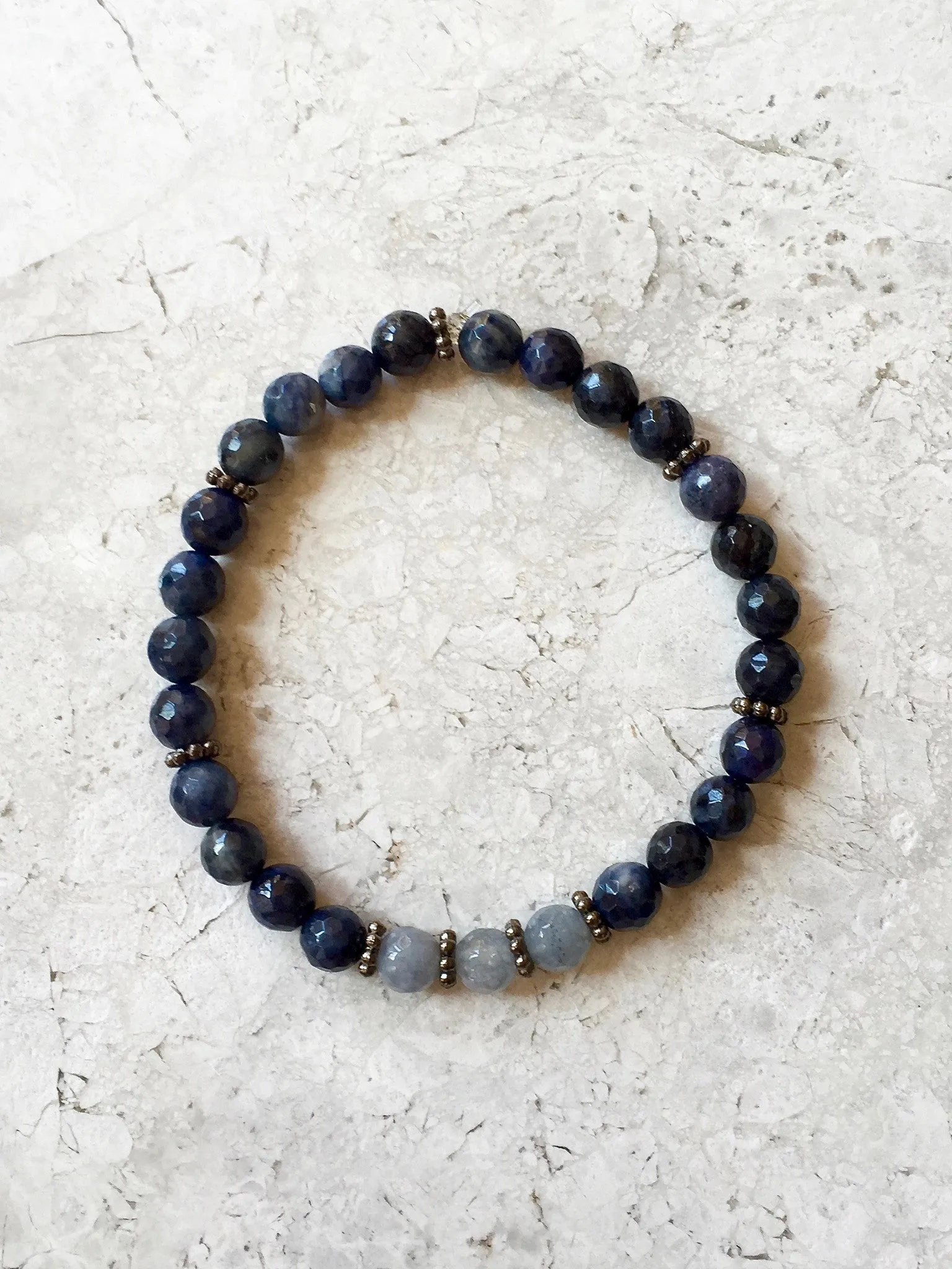 SOPHIA GUNMETAL dumortierite/gray jade