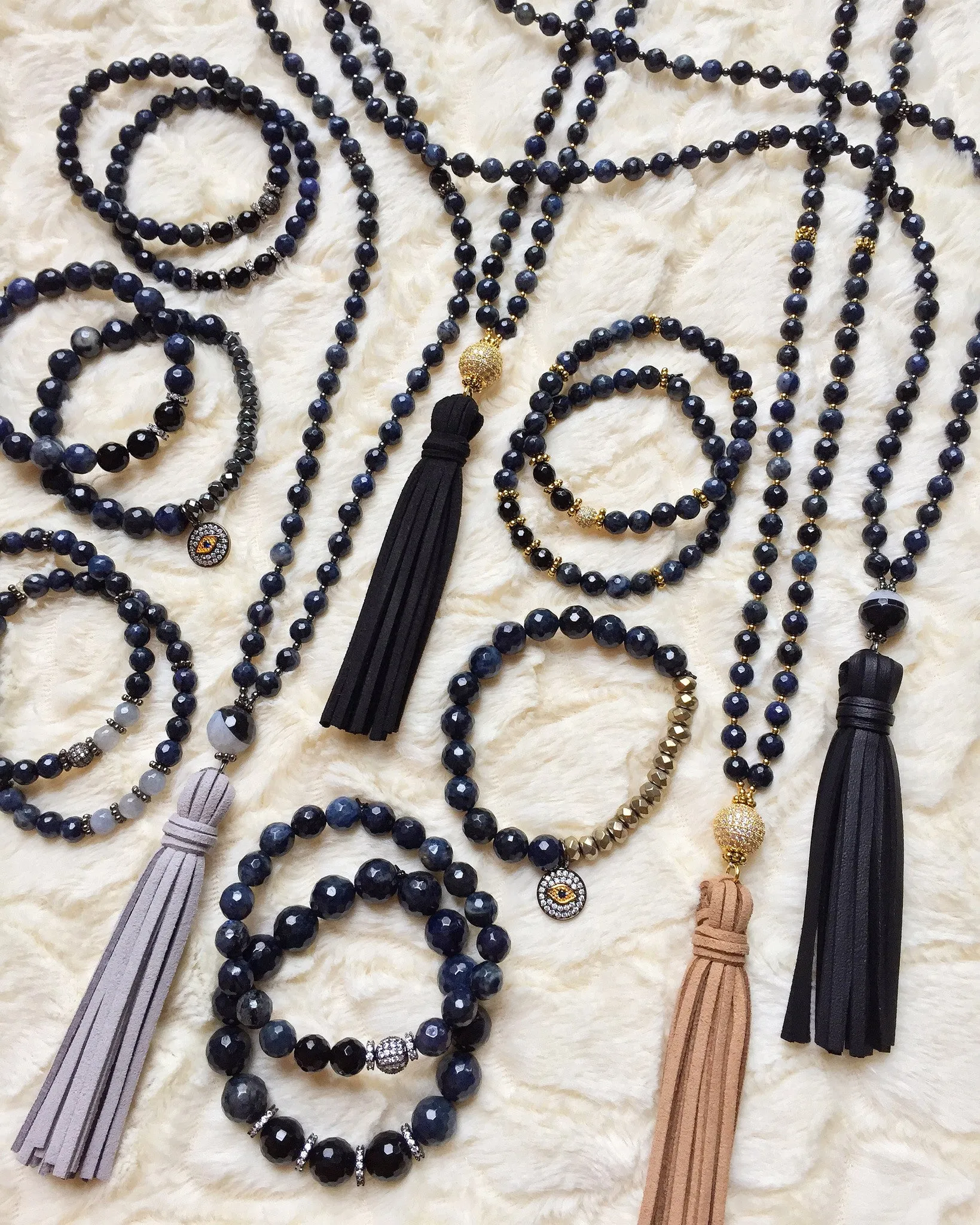 SOPHIA GUNMETAL dumortierite/gray jade