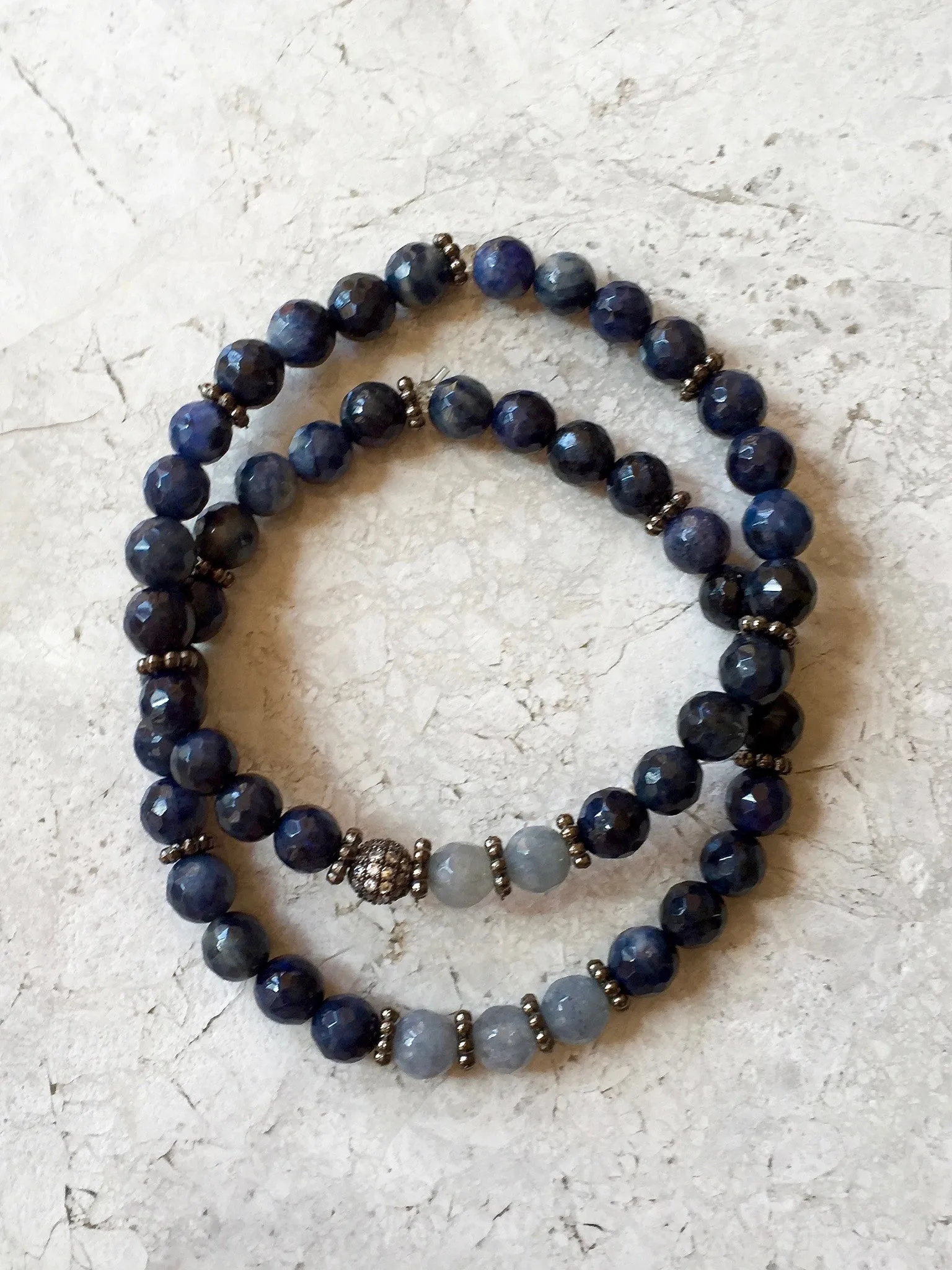 SOPHIA GUNMETAL dumortierite/gray jade