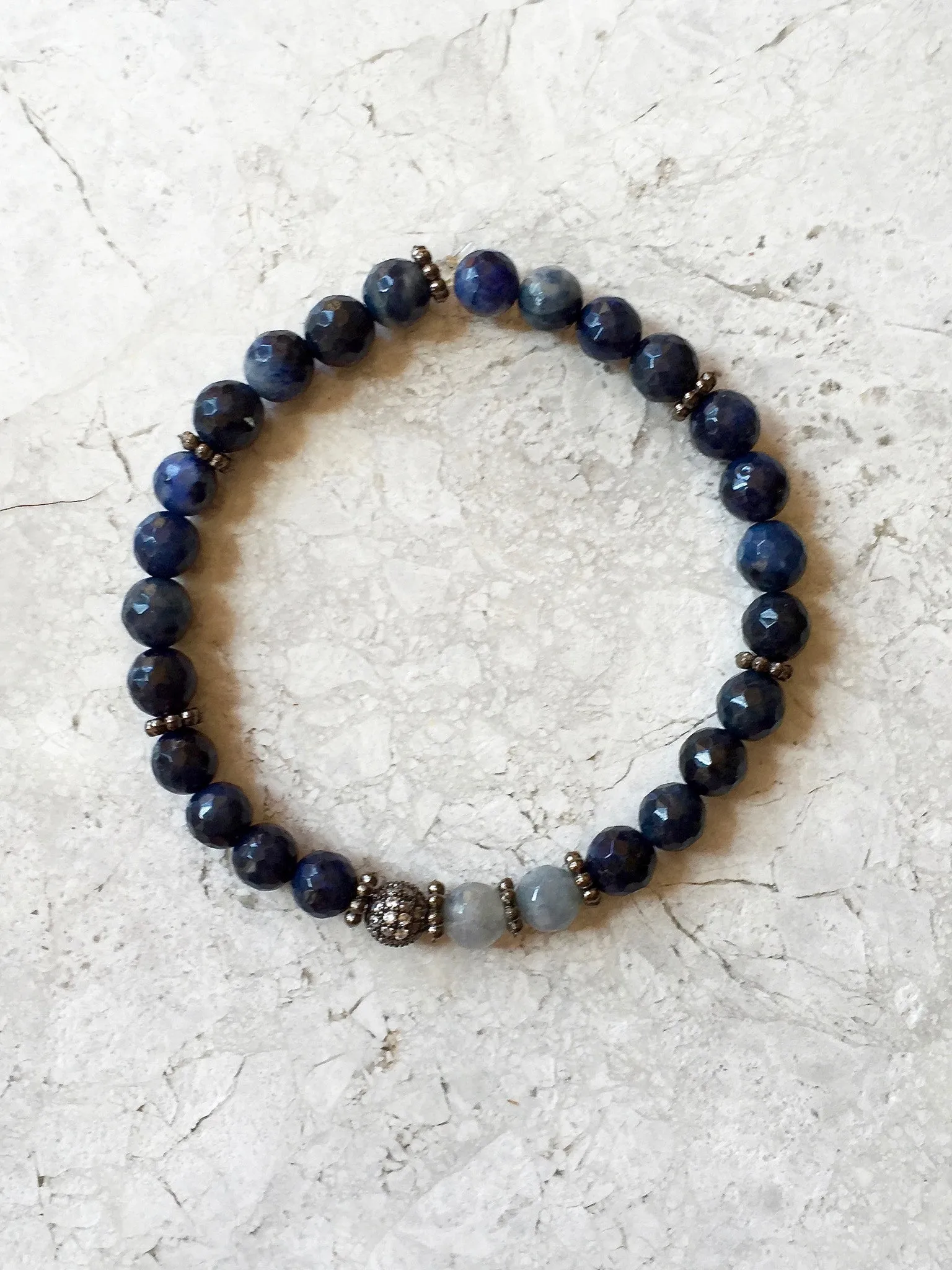 SOPHIA GUNMETAL dumortierite/gray jade