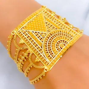 Special Checkered Triangle 22k Gold Statement Bracelet