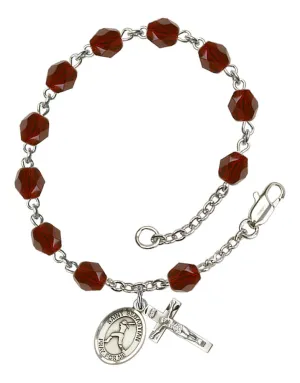 St. Sebastian / Softball Custom Birthstone Rosary Bracelet