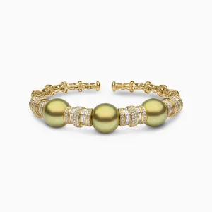 Starlight 18K Gold Pistachio Tahitian Pearl and Diamond Bracelet