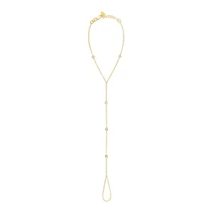Statement Scattered Five-Bezel Diamond Hand Chain Bracelet