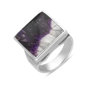 Sterling Silver Blue John Queen's Jubilee Hallmark Small Square Ring D