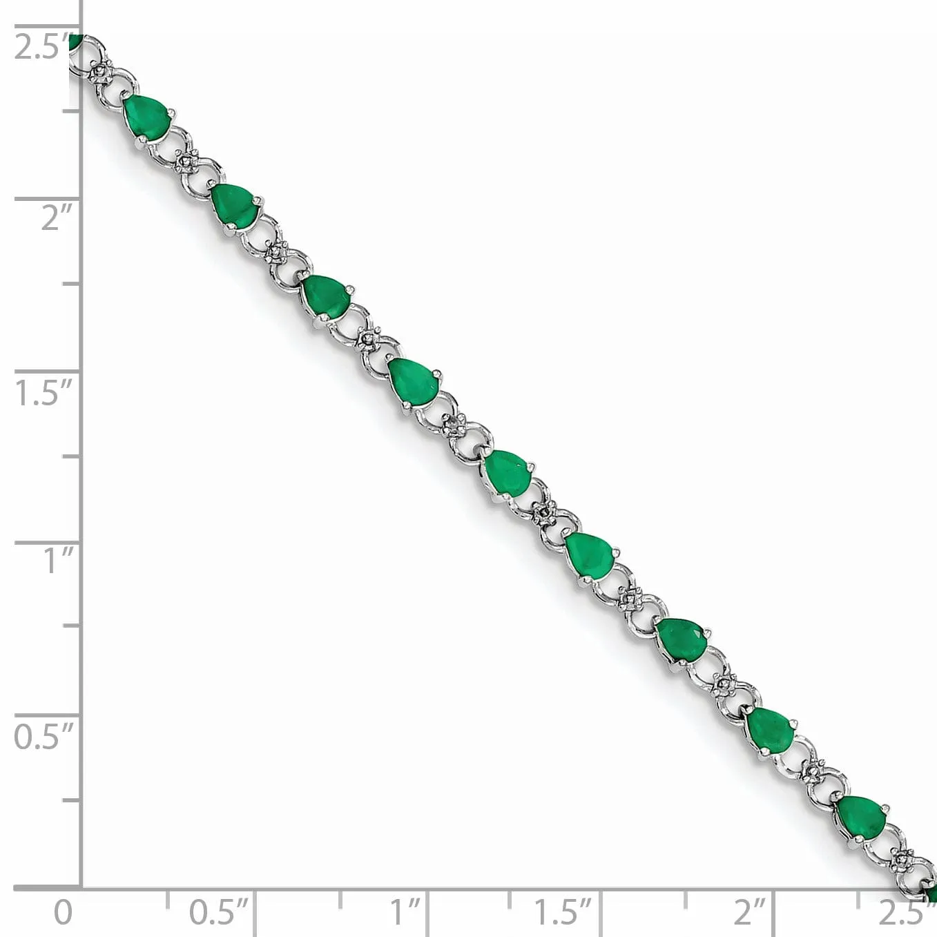 Sterling Silver Emerald Round Diamond Bracelet