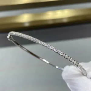Sterling Silver Jewelry For Women Gold Bangle Move Diamond Bangle Wedding Jewelry Around Rivet 6cm Bangle