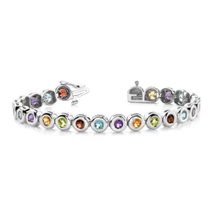 Sterling Silver Multi-Gemstone Tennis Bracelet (6.0.cts.tw)