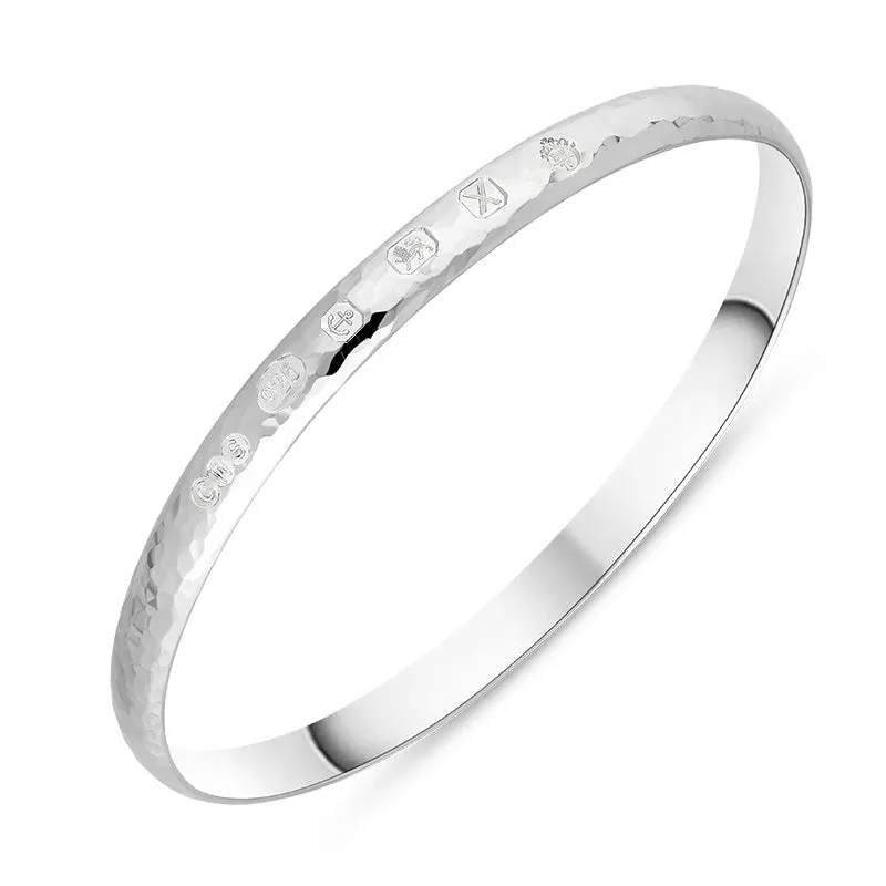 Sterling Silver Queen's Jubilee Hallmark 6mm Hammered Bangle D