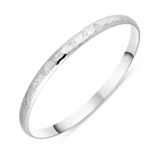 Sterling Silver Queen's Jubilee Hallmark 6mm Hammered Bangle D