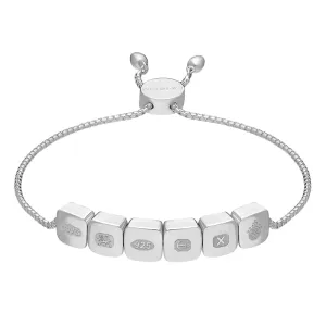 Sterling Silver Queen's Jubilee Hallmark Cushion Disc Adjustable Bracelet D