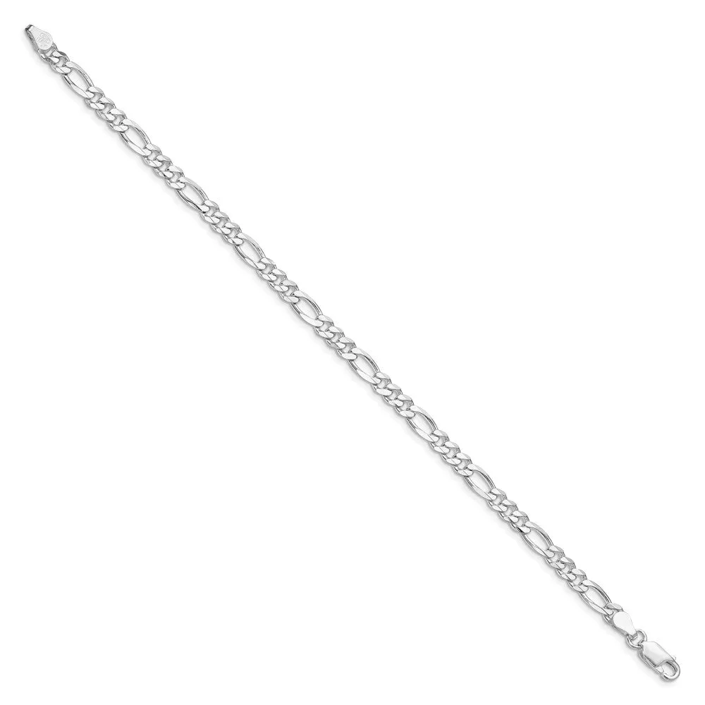 Sterling Silver Rhodium-plated 4.5mm Figaro Chain